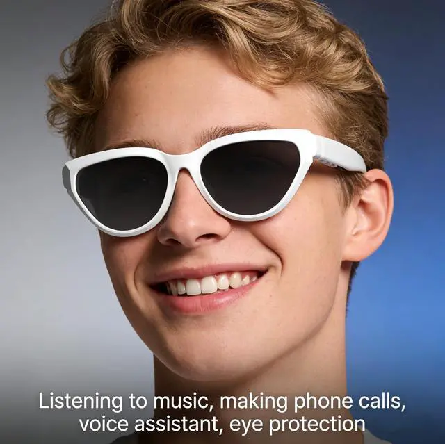 Alt view image 5 of 7 - Bluetooth Glasses Sunglasses for Men Women Smart Audio Glasses with Built-in Speakers and Mic UV Protection, Black Lens