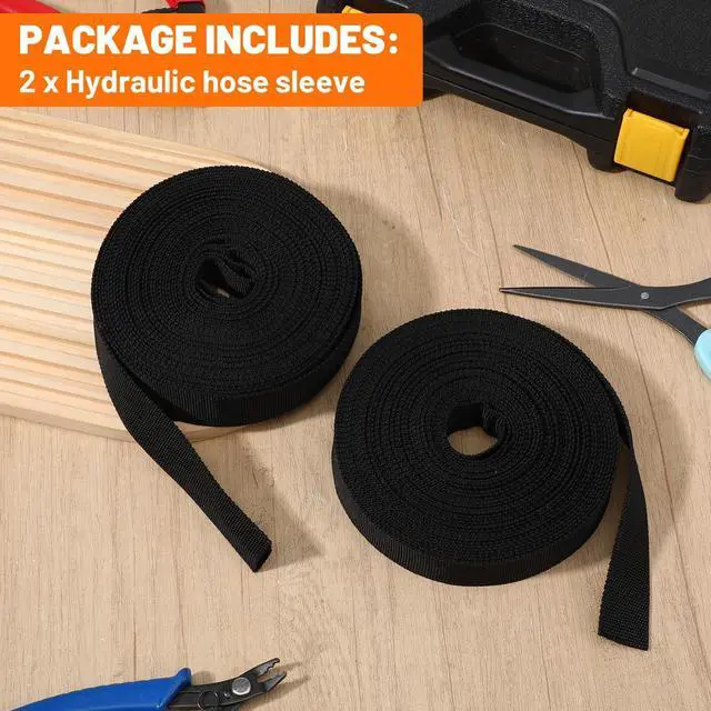 Alt view image 6 of 7 - Heavy-Duty Hydraulic Hose Protector and Welding Sleeves, 2-Pack Nylon Cable Wrap, 33 ft Length, Black Protective Sheath for Torch, Cords, and Tubing