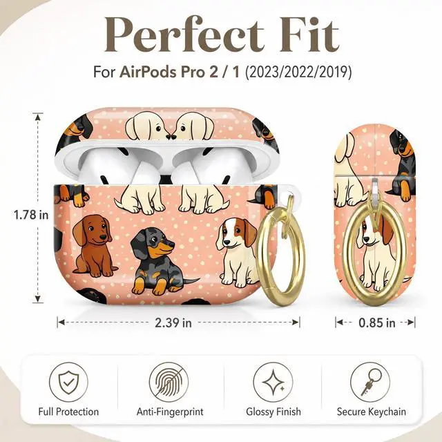 Alt view image 2 of 7 - Compatible with AirPod Pro 2nd/1st Generation Case Cover with Key Chain,Full Protective Shockproof Wireless Headphone Case for Airpod Pro 2023/2022/2019(Cute Dachshund)