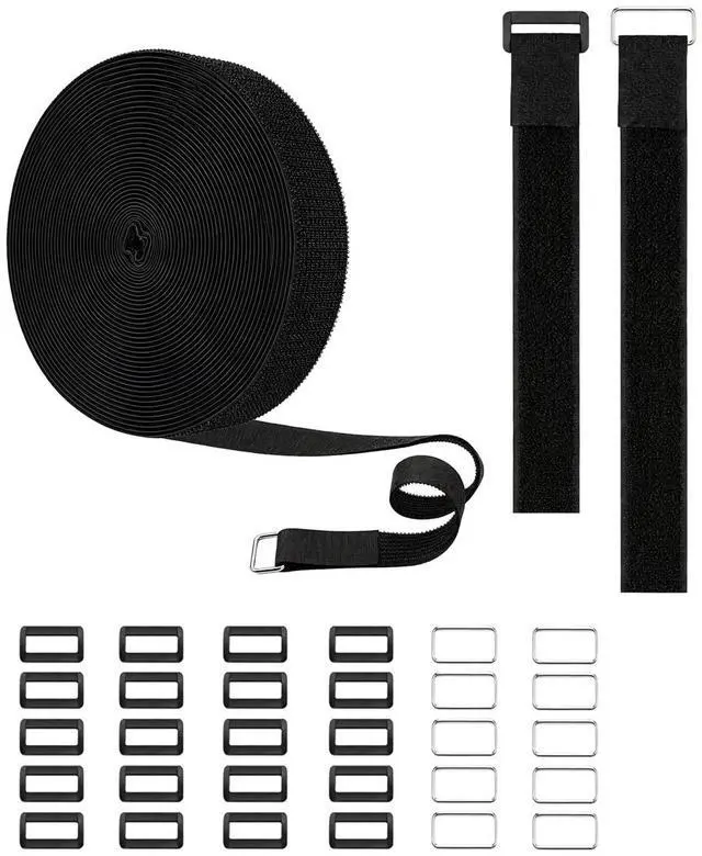 Main image of 1.5"x18Ft Reusable Heavy Duty Hook and Loop Straps With 30 Buckles | Adjustable Fastening Cable Straps,Cut-to-Length Cinch Strap,Black Nylon Cord Ties,Long Cable Ties for Organizer or Storage