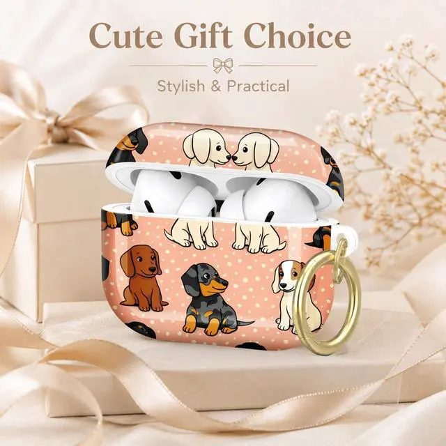 Alt view image 7 of 7 - Compatible with AirPod Pro 2nd/1st Generation Case Cover with Key Chain,Full Protective Shockproof Wireless Headphone Case for Airpod Pro 2023/2022/2019(Cute Dachshund)