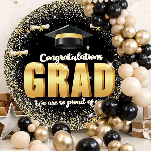 Main image of 6.5FT Graduation Round Arch Backdrop Cover for Circle Arch Stand Wrinkle Resistant Circle Arch Backdrop Cover for Class of 2026 School Grad Party Decorations