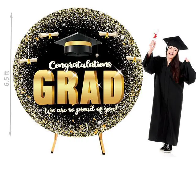 Alt view image 2 of 4 - 6.5FT Graduation Round Arch Backdrop Cover for Circle Arch Stand Wrinkle Resistant Circle Arch Backdrop Cover for Class of 2026 School Grad Party Decorations