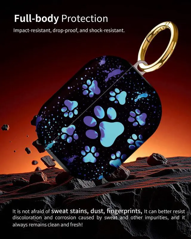Alt view image 2 of 6 - Compatible with AirPod Pro 3 Case 2025,Shockproof Hard Protective Case,Wireless Charging Compatible, Trendy Elegant Design Cover for Women Men(Glowing Paw Prints)