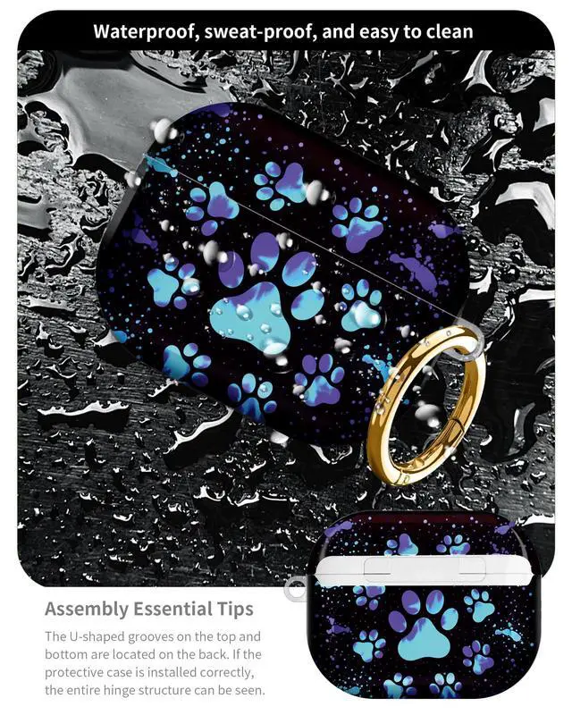 Alt view image 5 of 6 - Compatible with AirPod Pro 3 Case 2025,Shockproof Hard Protective Case,Wireless Charging Compatible, Trendy Elegant Design Cover for Women Men(Glowing Paw Prints)
