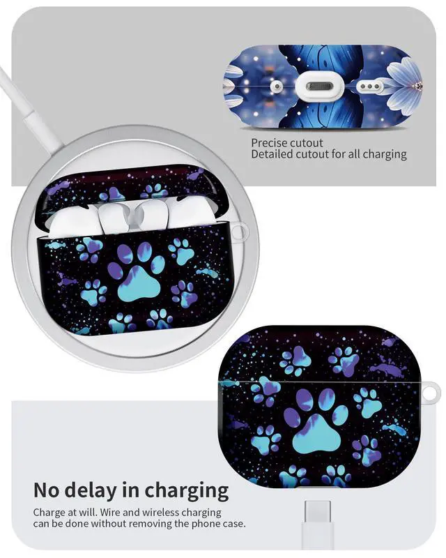 Alt view image 6 of 6 - Compatible with AirPod Pro 3 Case 2025,Shockproof Hard Protective Case,Wireless Charging Compatible, Trendy Elegant Design Cover for Women Men(Glowing Paw Prints)