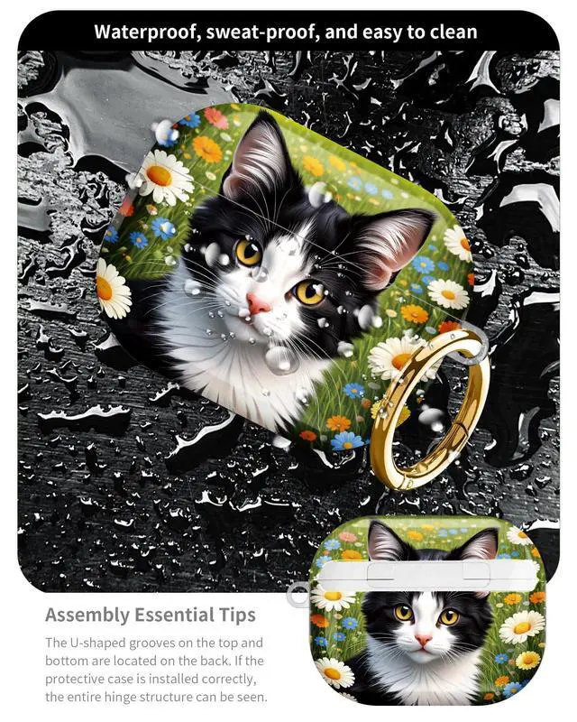 Alt view image 5 of 6 - Compatible with AirPod Pro 3 Case 2025,Shockproof Hard Protective Case,Wireless Charging Compatible, Trendy Elegant Design Cover for Women Men(Floral Cat Portrait)