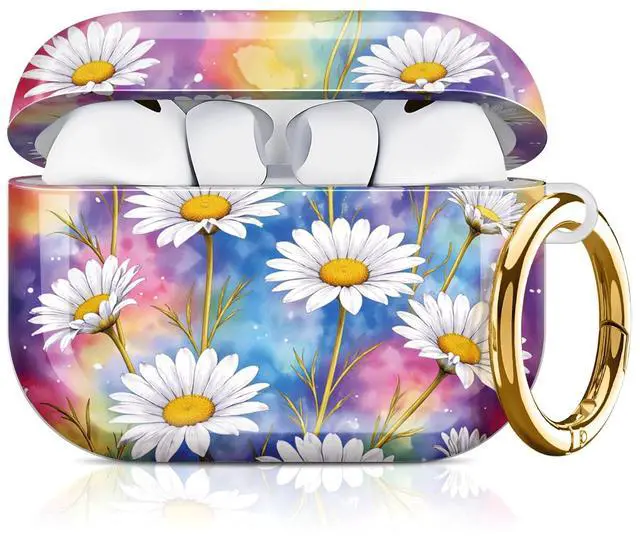 Main image of Compatible with AirPod Pro 3 Case 2025,Shockproof Hard Protective Case,Wireless Charging Compatible, Trendy Elegant Design Cover for Women Men(Colorful Daisy Floral Background Art)