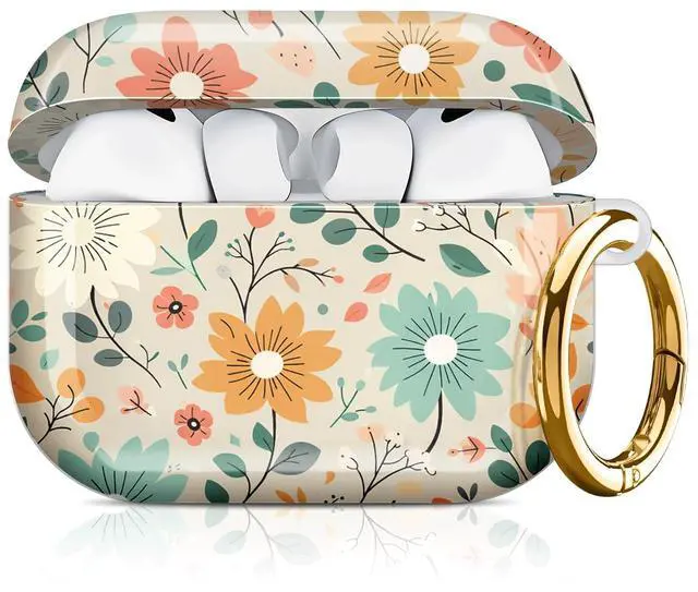 Main image of Compatible with AirPod Pro 3 Case 2025,Shockproof Hard Protective Case,Wireless Charging Compatible, Trendy Elegant Design Cover for Women Men(Floral with Soft Colors and Leaves)
