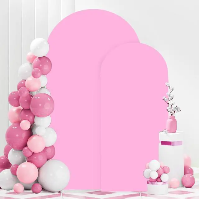 Main image of Pink Arch Backdrop Cover 7.2FT 6FT Spandex Wedding Arch Covers Set of 2 Chiara Round Top Backdrop Stand Covers for Metal Frame Wedding Baby Shower Birthday Party Decoration