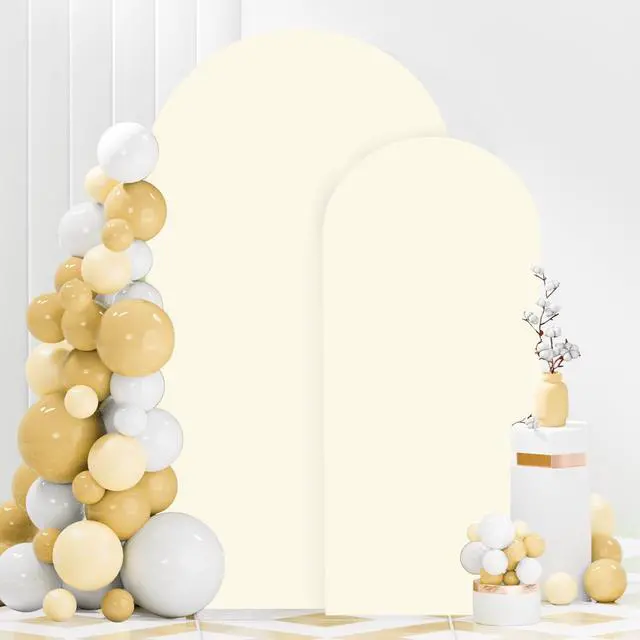 Main image of Ivory Arch Cover Set of 2 Spandex Fitted Wedding Arch Cover 7.2FT 6FT Round Top Arched Stand Covers Chiara Backdrop Cover for Metal Arches Frame for Wedding Party Baby Shower Decoration