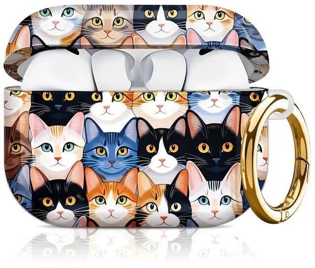 Main image of Compatible with AirPod Pro 3 Case 2025,Shockproof Hard Protective Case,Wireless Charging Compatible, Trendy Elegant Design Cover for Women Men(Colorful Cat Faces)