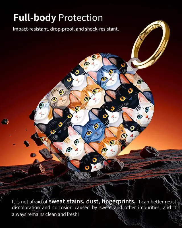 Alt view image 2 of 6 - Compatible with AirPod Pro 3 Case 2025,Shockproof Hard Protective Case,Wireless Charging Compatible, Trendy Elegant Design Cover for Women Men(Colorful Cat Faces)