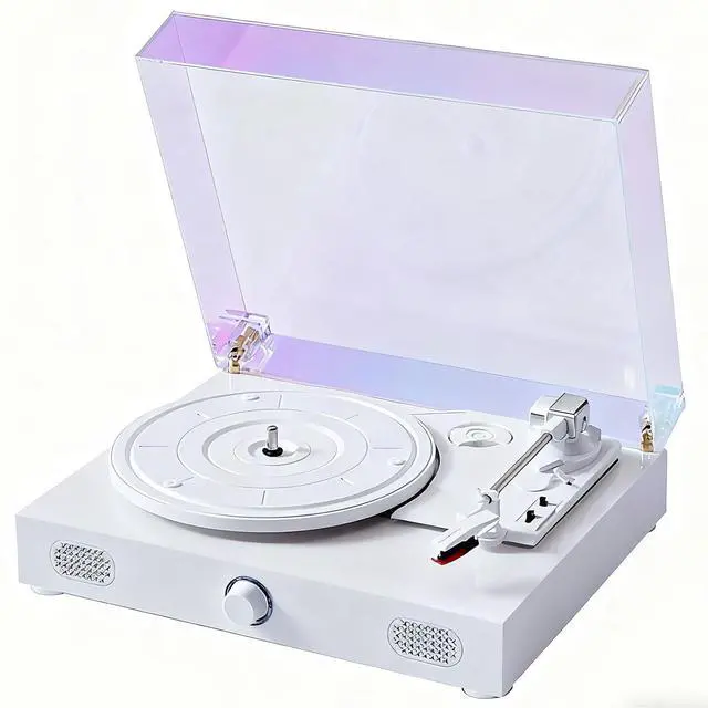 Main image of Vinyl Record Player with Speakers, 3-Speed Vintage Turntable for Bluetooth Vinyl Records, Belt-Driven Turntable, Built-in Dual-Track Speakers, with RCA Line Out AUX in Headphone Jack (Rainbow)