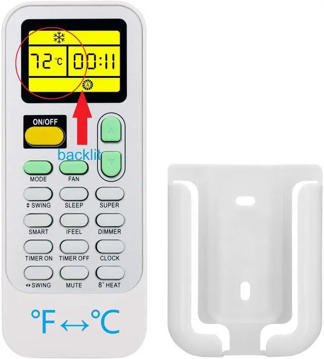 Main image of Replacement Remote Control for Hisense Portable Air Conditioner DG11J1-98, AP-10CR1SEPS, with Backlit, Wall Mounting Bracket