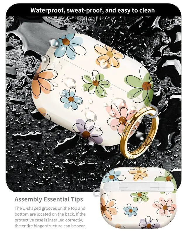 Alt view image 5 of 6 - Compatible with AirPod Pro 3 Case 2025,Shockproof Hard Protective Case,Wireless Charging Compatible, Trendy Elegant Design Cover for Women Men(Colorful Floral with Abstract Blooms)
