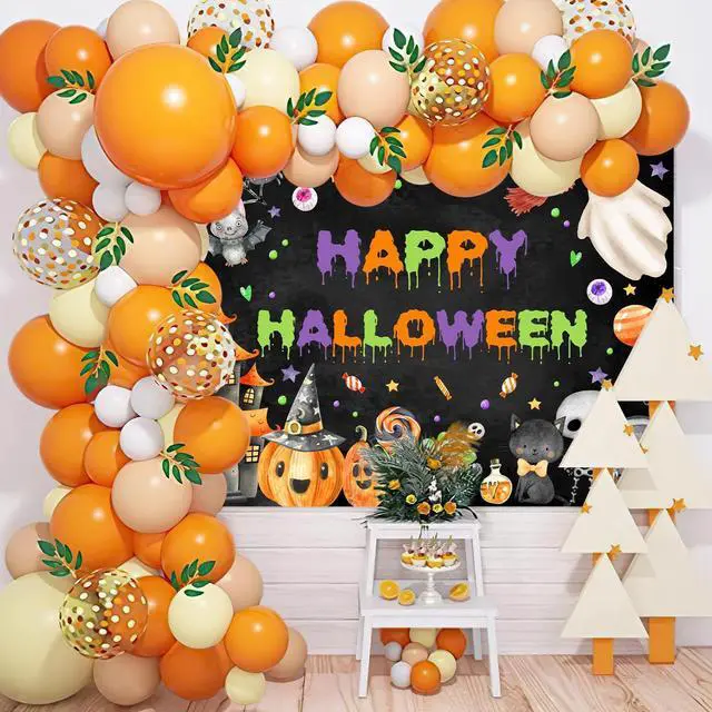 Alt view image 5 of 6 - Happy Halloween Backdrop Spooky Ghost Party Banner for Kids | 7x5ft, Cotton, Halloween Backdrop, Halloween Birthday Party Decorations, Baby Shower Decorations