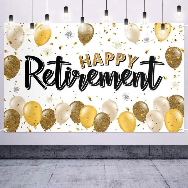 Main image of Happy Retirement Decorations,Gold Large Balloon Banner Backdrop Sign,Cheers to Retirement Farewell Goodbye Party Photoprop Supplies Sign