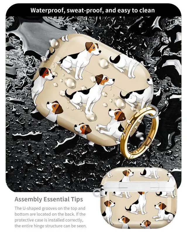 Alt view image 5 of 6 - Compatible with AirPod Pro 3 Case 2025,Shockproof Hard Protective Case,Wireless Charging Compatible, Trendy Elegant Design Cover for Women Men(Dog Repeating Vector)