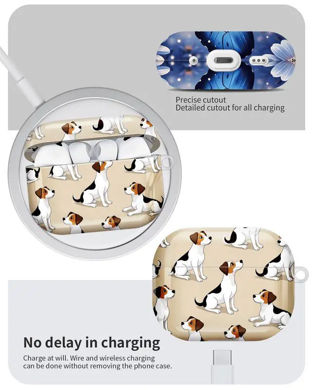 Alt view image 6 of 6 - Compatible with AirPod Pro 3 Case 2025,Shockproof Hard Protective Case,Wireless Charging Compatible, Trendy Elegant Design Cover for Women Men(Dog Repeating Vector)