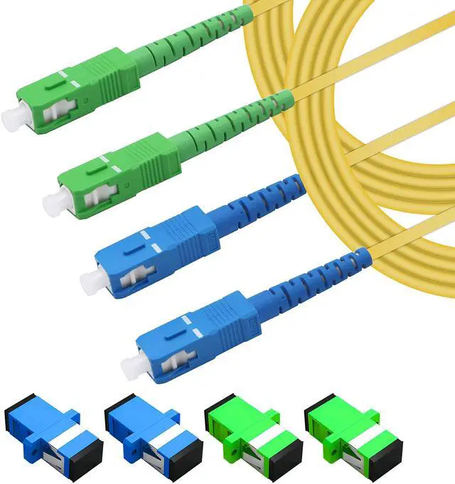 Main image of SC to SC Fiber Optic Patch Cable,SC/UPC - SC/APC - SM Singlemode Simplex Fiber Optic Jumper Cord with 2 SC to SC UPC and 2 APC Fiber Coupler Flange Adapter Connector 2M-2 Pack