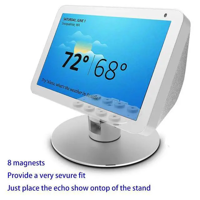 Alt view image 5 of 7 - Adjustable Stand only for Echo Show 8 / Echo Show 8 (2nd Gen), Tilt + Swivel Standaluminum stand with 8 magnets Silver