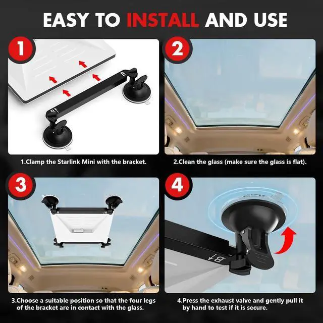 Alt view image 5 of 7 - Starlink Mini Mount Car Suction Cup for Car Windows & Sunroofs, Strong Suction for Stable Satellite Signal on RVs, Boats, Road Trips