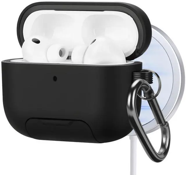 Main image of Magnetic Lock Lid Case Compatible with AirPods Pro 3 | Built-in Phone Stand, MagSafe Ready, Shockproof Protective Cover with Lanyard