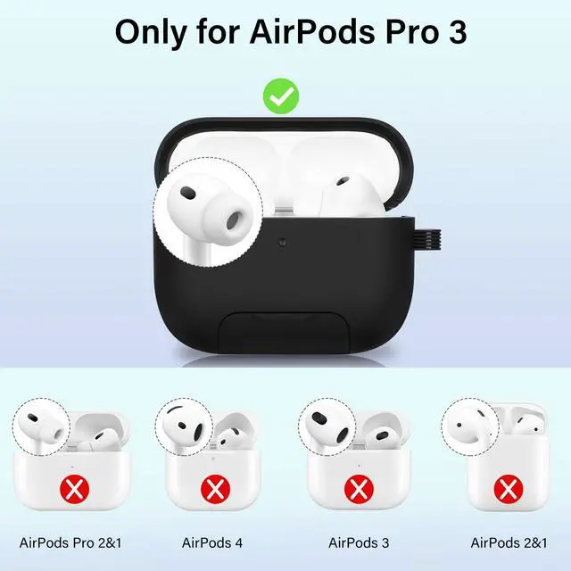Alt view image 2 of 6 - Magnetic Lock Lid Case Compatible with AirPods Pro 3 | Built-in Phone Stand, MagSafe Ready, Shockproof Protective Cover with Lanyard