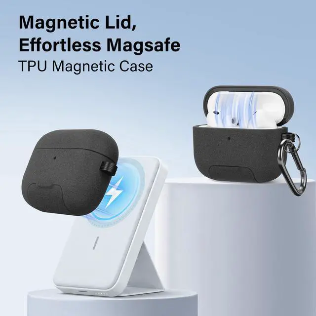 Alt view image 3 of 6 - Magnetic Lock Lid Case Compatible with AirPods Pro 3 | Built-in Phone Stand, MagSafe Ready, Shockproof Protective Cover with Lanyard