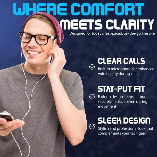 Alt view image 5 of 6 - USB-C Wired Earbuds with Bendable Custom Earloops Comfortable Fit, Sound, Compatible with Latest USB-C Phones