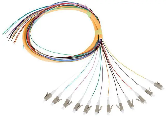 Main image of 12-Strand LC OM1 Multimode Pigtail 1.2m, 1-Pack | 12F LC OM1 multimode pigtails, 1.2m (47.24in). 62.5/125um, low insertion loss. For FTTH, data centers, and network patching