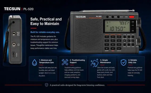 Alt view image 7 of 7 - PL-520 Portable AM FM Shortwave Radio with DSP SSB Receiver | Great Receiption, Sleep Timer, Travel and Emergency Radio