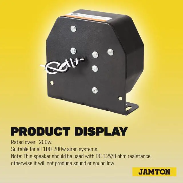 Alt view image 3 of 5 - JAMTOM Compact High-Performance PA Siren Horn, 200W/8 ohms Ultra Slim Sirens Speaker for Emergency Vehicles, Construction Vehicles, Engineer Vehicles (Capable with Any 100-200 Watt Siren System)