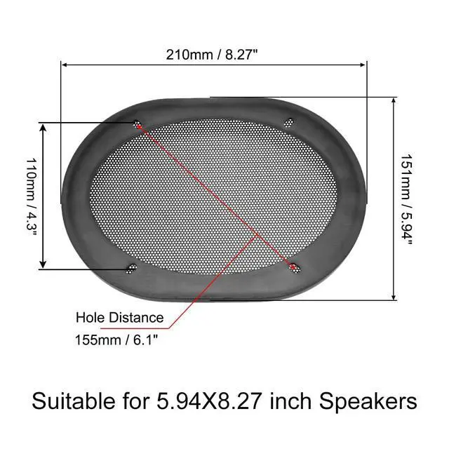 Alt view image 2 of 3 - Speaker Grill Cover 5.94X8.27inch Mesh Decorative Square Subwoofer Guard Protector Black 2pcs