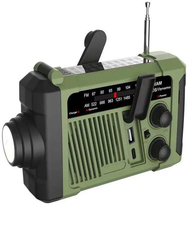 Main image of Weather Radios Portable AM FM for Work, Emergency Outdoor Radio Solar/Hand Crank/,Battery Operated,SOS Alarm/Flashlight/LED