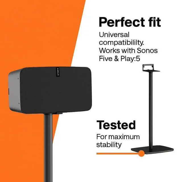 Alt view image 4 of 6 - Sound 3305 Universal Speaker Floor Stand | Max. 15 lbs (6.5 kg) | Height: 29.5 inch | Also fits Sonos Five & Play:5 | Universal Compatibility | Black | 1 Floor Stand