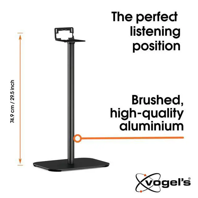 Alt view image 3 of 6 - Sound 3305 Universal Speaker Floor Stand | Max. 15 lbs (6.5 kg) | Height: 29.5 inch | Also fits Sonos Five & Play:5 | Universal Compatibility | Black | 1 Floor Stand