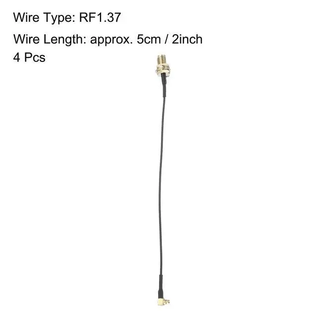 Alt view image 3 of 3 - 4Pcs MMCX Male Right Angle to SMA Female Bulkhead,Pigtail Antenna Coaxial RF1.37 Low Loss Cable,RF Coaxial Connector,2inch