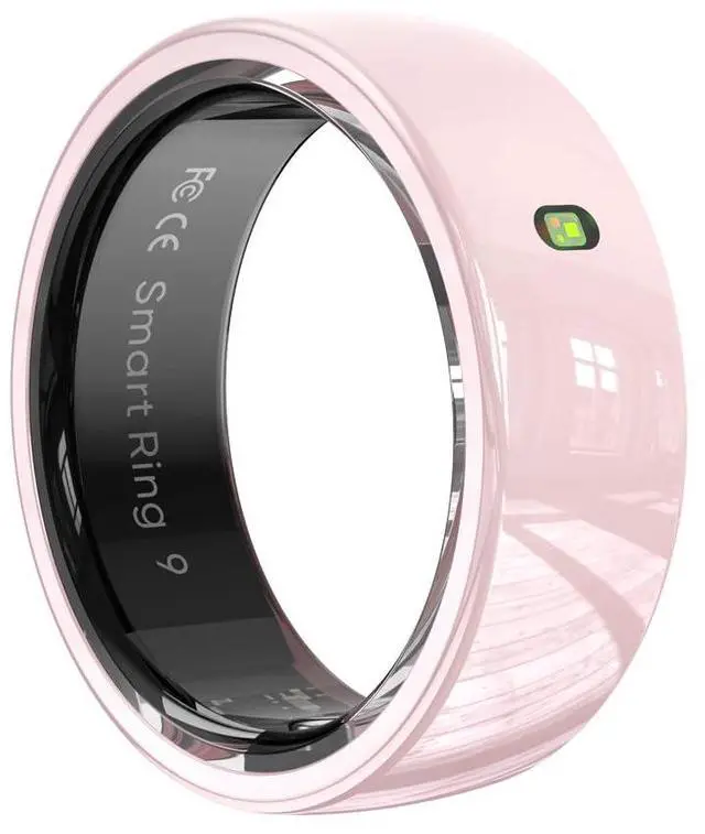 Main image of Smart Ring Fitness Tracker for Women Pink Ceramic (Size #10) | Sleep Monitoring, Heart Rate Monitoring, Gesture Touch Control, Menstral Tracking, Body Temperature, Charging Case
