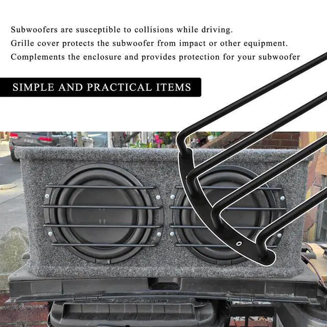 Alt view image 3 of 6 - 2 PCS Car Speaker Grill Cover, 8 Inch 4 Bar Audio Subwoofer Grill Grille Cover Guard, Universal Metal Bars Speaker Grille Protective Covers for Car Audio Subwoofer