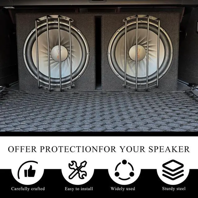 Alt view image 4 of 6 - 2 PCS Car Speaker Grill Cover, 8 Inch 4 Bar Audio Subwoofer Grill Grille Cover Guard, Universal Metal Bars Speaker Grille Protective Covers for Car Audio Subwoofer