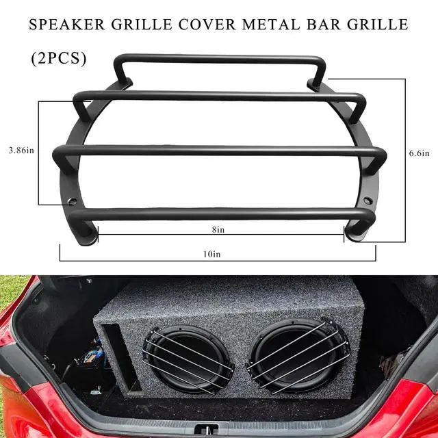 Alt view image 2 of 6 - 2 PCS Car Speaker Grill Cover, 8 Inch 4 Bar Audio Subwoofer Grill Grille Cover Guard, Universal Metal Bars Speaker Grille Protective Covers for Car Audio Subwoofer