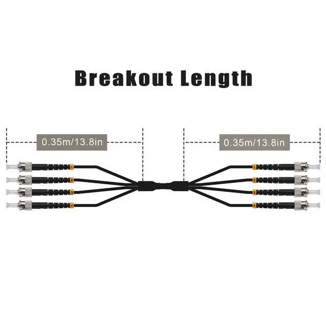 Alt view image 3 of 6 - 165ft/50m 4 Core Industrial TPU ST to ST Outdoor Armored Fiber Optic Cable | 4 Strands OS2 Single Mode Fiber Patch Cord, 9/125um, OD-5mm, Direct Burial ST-ST