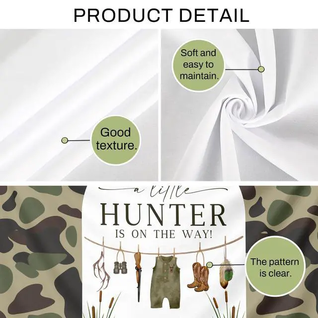 Alt view image 5 of 7 - Duck Hunting Baby Shower Backdrop A Little Hunter is on the Way Baby Shower | A Little Hunter is on the Way Backdrop Hunting Duck Baby Shower Decorations Little Mallard Duck Birthday Party Supplies