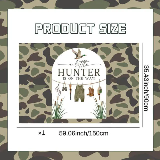 Alt view image 2 of 7 - Duck Hunting Baby Shower Backdrop A Little Hunter is on the Way Baby Shower | A Little Hunter is on the Way Backdrop Hunting Duck Baby Shower Decorations Little Mallard Duck Birthday Party Supplies