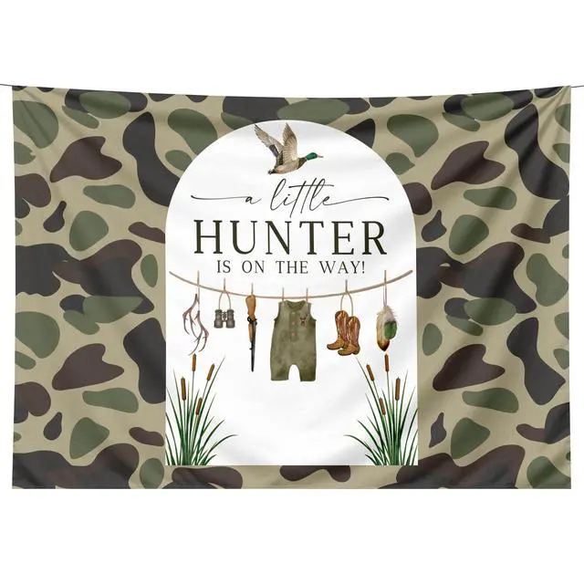 Alt view image 7 of 7 - Duck Hunting Baby Shower Backdrop A Little Hunter is on the Way Baby Shower | A Little Hunter is on the Way Backdrop Hunting Duck Baby Shower Decorations Little Mallard Duck Birthday Party Supplies