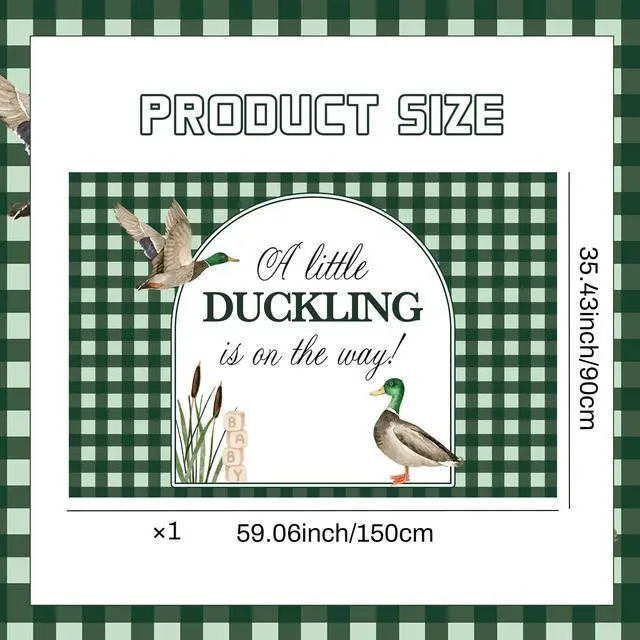 Alt view image 2 of 7 - A Little Duckling is on the Way Backdrop Mallard Duck Baby Shower Decor | A Little Duckling is on the Way Baby Shower Decorations 5x3ft Mallard Duck Backdrop Duck Hunting Baby Shower Party Supplies