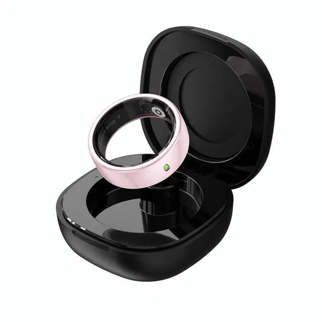 Alt view image 2 of 6 - Smart Ring Fitness Tracker for Women Pink Ceramic (Size #10) | Sleep Monitoring, Heart Rate Monitoring, Gesture Touch Control, Menstral Tracking, Body Temperature, Charging Case