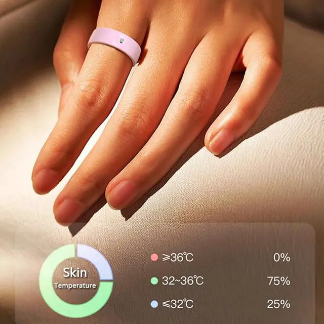 Alt view image 6 of 6 - Smart Ring Fitness Tracker for Women Pink Ceramic (Size #10) | Sleep Monitoring, Heart Rate Monitoring, Gesture Touch Control, Menstral Tracking, Body Temperature, Charging Case
